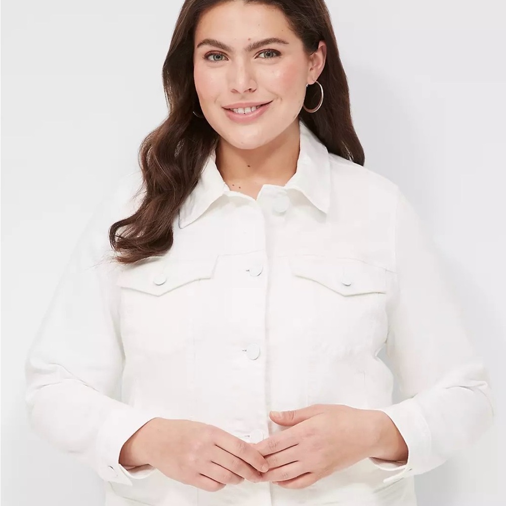 Lane Bryant Women's White Denim Jacket